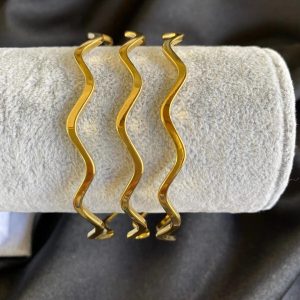 Altın Renk 22 Ayar Kaplama Zikzak Ajda Bilezik