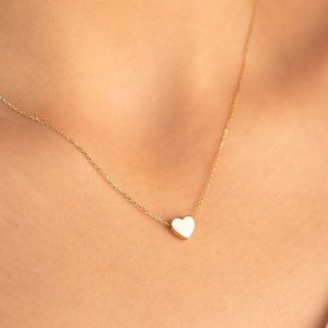 Altın Renk Taşsız Kalp Kolye