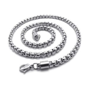 Gümüş Renk İç İçe Geçmeli Arnavut Asansör Erkek Çelik Kolye