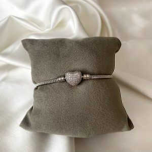 Gümüş Renk Kalp Model Charm Pandora Çelik Bileklik